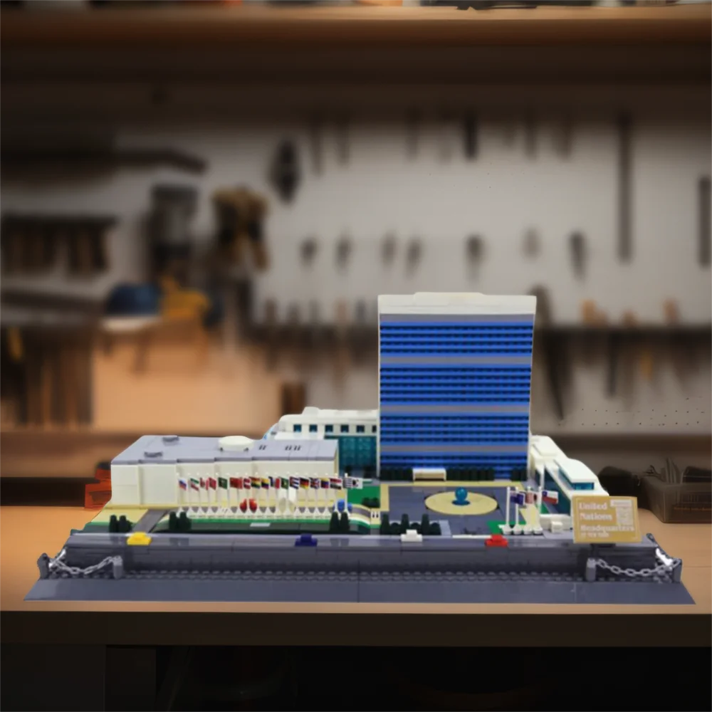 Creative Modern Architecture United Nations Headquarters Building Block Model Sets Construction Brick Toy Collection For Gift