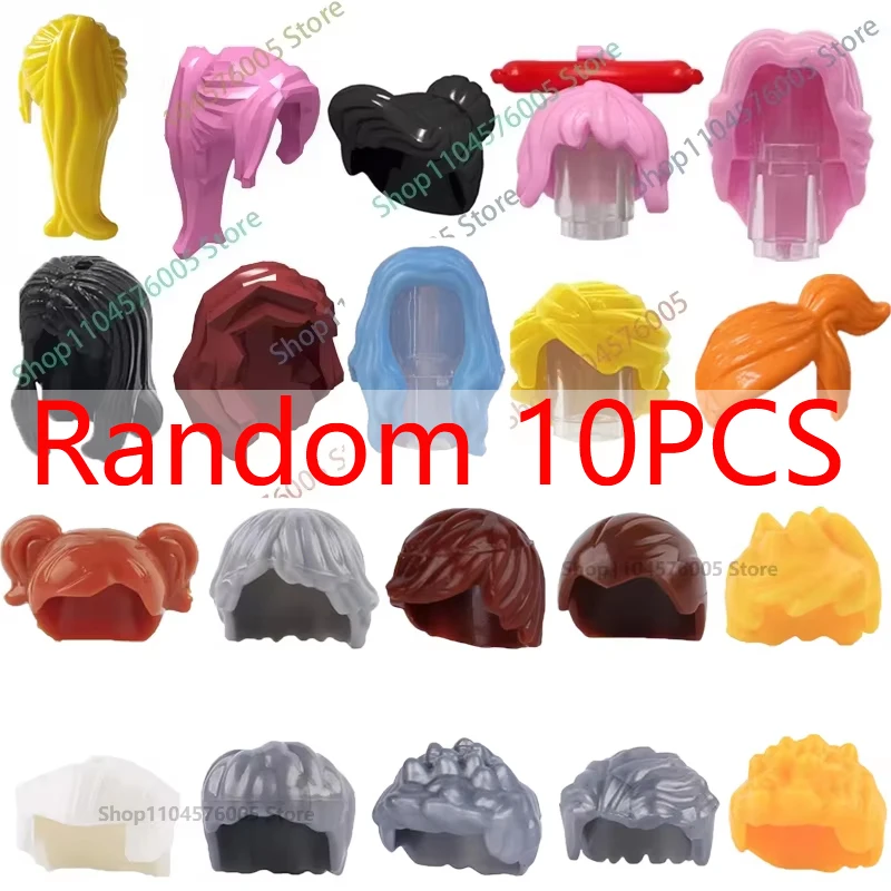 MOC Braune Haare Bausteine Stadt Figuren Körper Kreative Zubehör Blond Gold Weiß Teile DIY Hüte Mini Ziegel Montieren Spielzeug S04