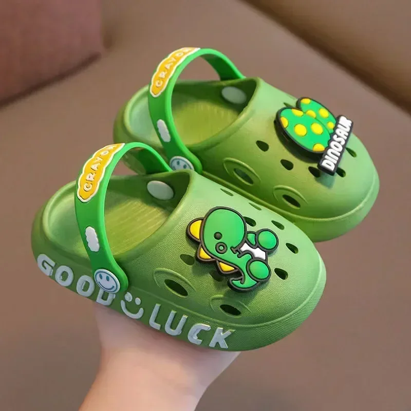 

Cute Cartoon Dinosaur Kids Sandals Anti-Collision Toe Soft Sole Baby Slipper Unisex Infant Toddler Indoor Outdoor Beach Play