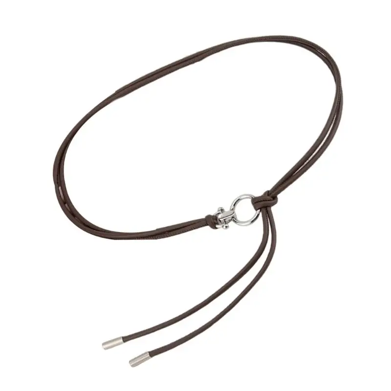 39BD Adjustable Knot Closure Thin PU Leather Sash Belt Retro Look Waist Strap for Various Occasion Multiple Color
