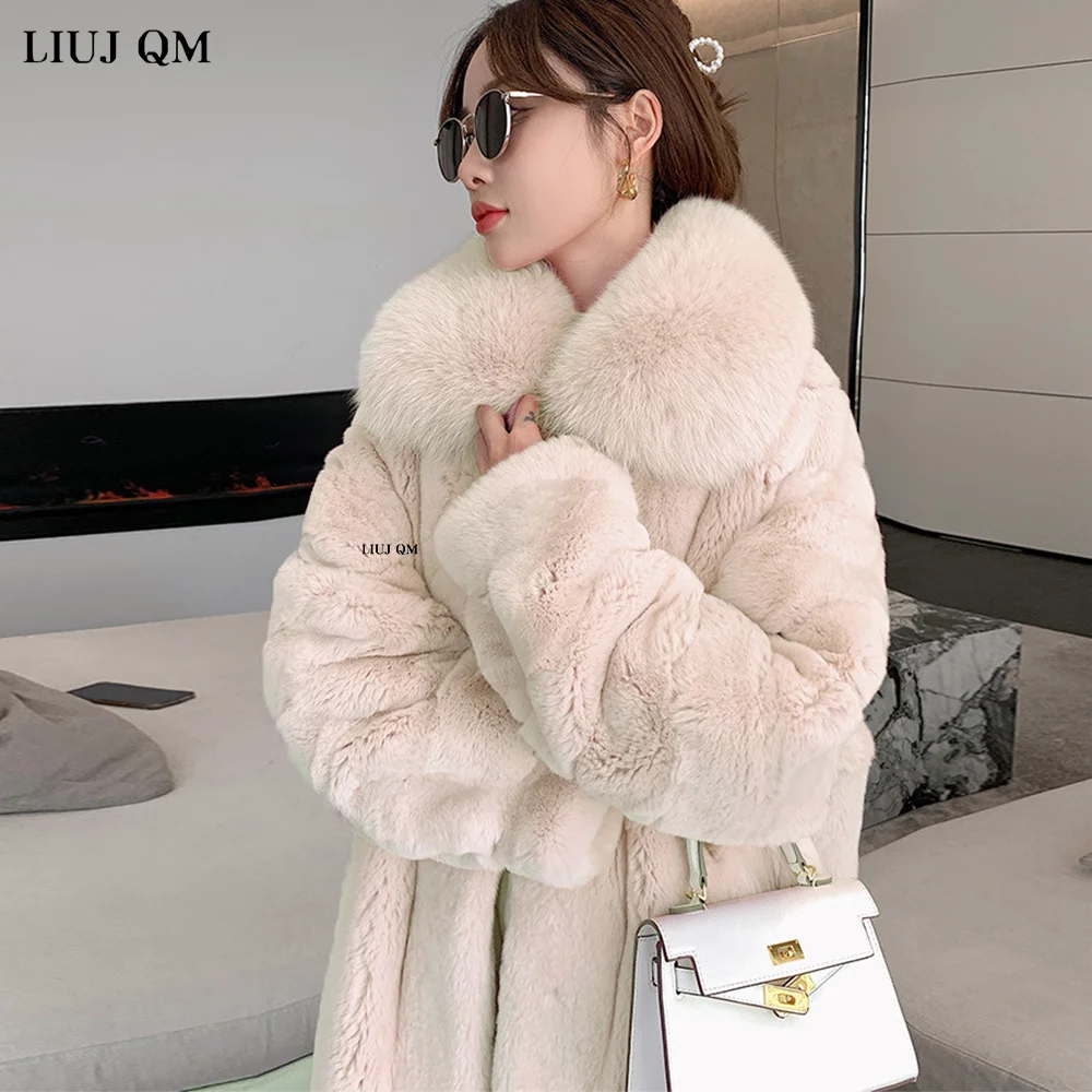 5XL Oversized Autumn Winter Faux Fur Coat Women Loose Long Plush Jackets Thick Warm OverCoat Female  Large Fur Collar Parka 2023