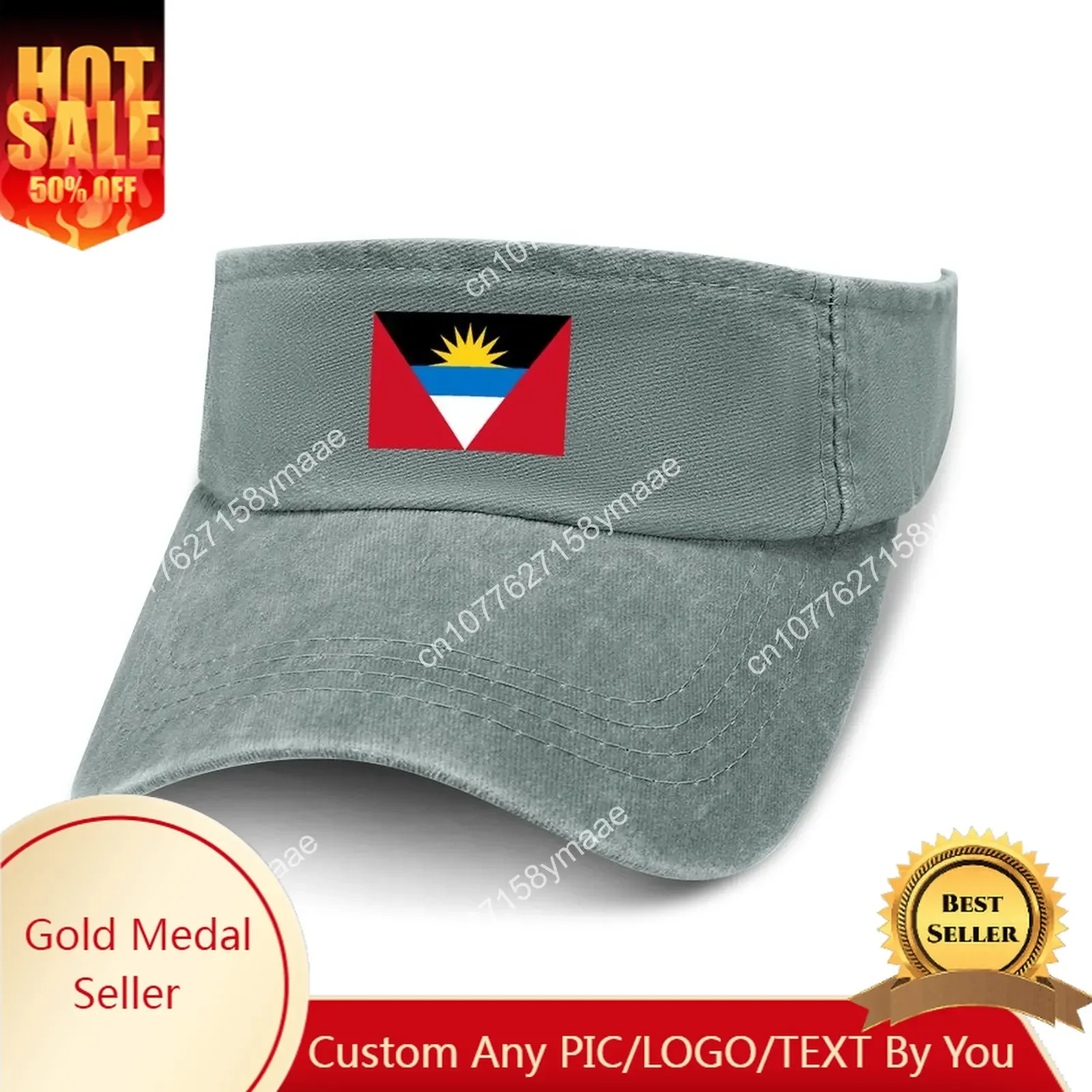 

Antigua and Barbuda Flag Sun Visor Leaky Top Cowboy Hats Mens Womens Customize Baseball Tennis Golf Caps Empty Open Top Hat
