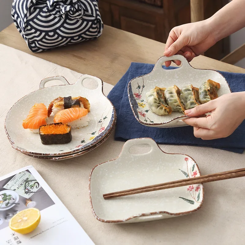 LingAo-Japanese Creative Ceramic Tableware, Irregular Household Binaural Tray