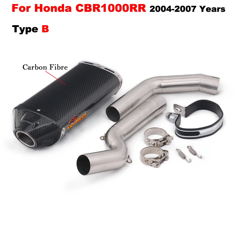 Slip On  Motorcycle Exhaust Escape Link Pipe Carbon Fiber Muffler Moto For Honda CBR1000RR 2004 - 2007 CBR600RR F5 2003 - 2020