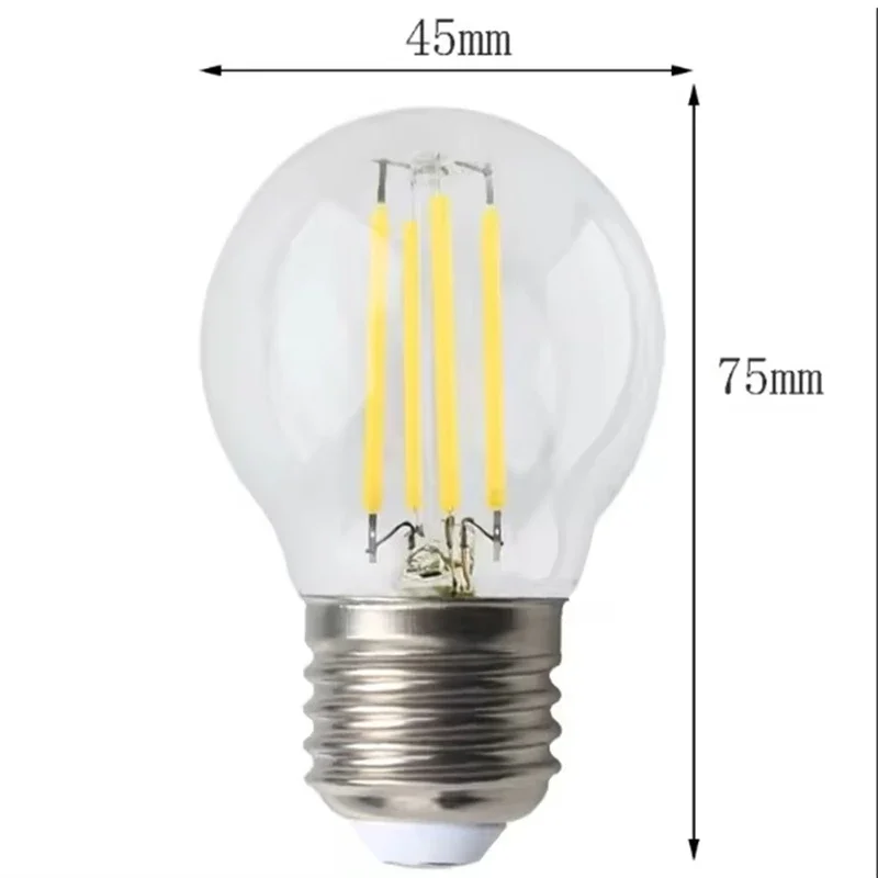 Imagem -05 - Lâmpada Led Retro Edison Lâmpada de Filamento Lâmpada de Vidro Branco Quente 2700k Frio 6000k G45 220v 2w 4w 6w E27 E14 Início