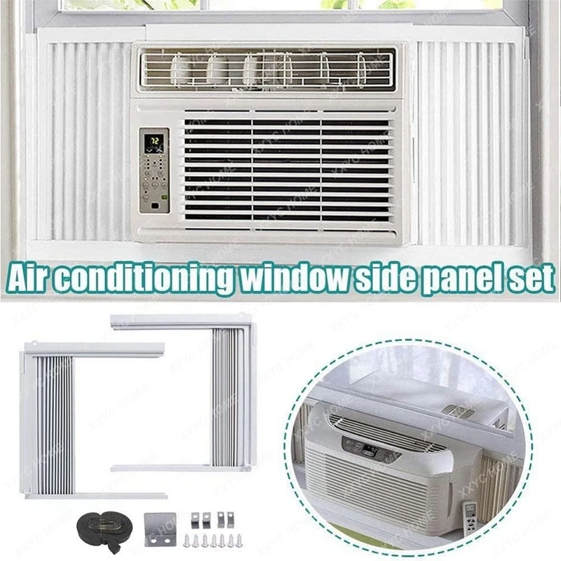 Window Air Conditioner Side Panels With   AC Accordion Filler Curtain Kit Parts Adjustable With Frame