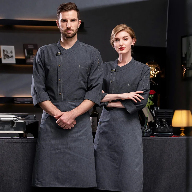Professioneel chef-kokuniform voor lange mouwen Voedsel Koken Kleding Catering Koksjas Restaurant Keukenoverhemd Ober Werkkleding