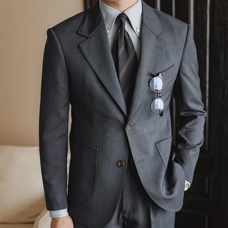 Fatos de casamento masculinos monocromáticos, trajes formais, vestido casual, trabalho de escritório, festa, baile de formatura, alta qualidade, 2