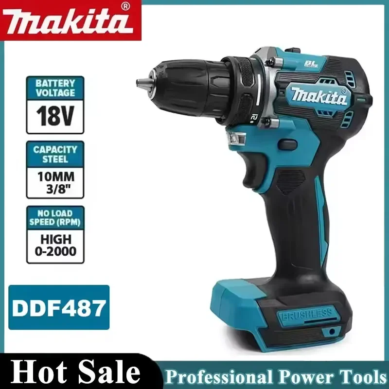 

Аккумуляторная бесщеточная дрель-шуруповерт Makita DDF487, компактная, с высоким крутящим моментом, LXT, с регулируемой скоростью, электроинструмент с бесщеточным двигателем