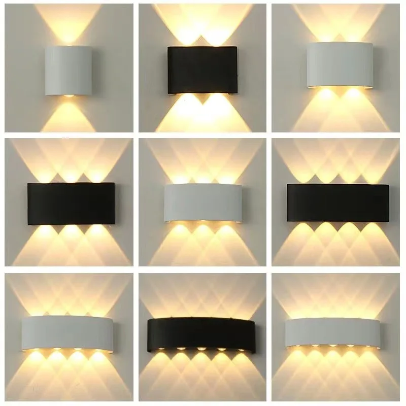 LED Wall Light Outdoor Indoor 2W 4W 6W 8W 10W AC85-265V Up Down White Black Modern Light For Home Garden Bedroom Corridor