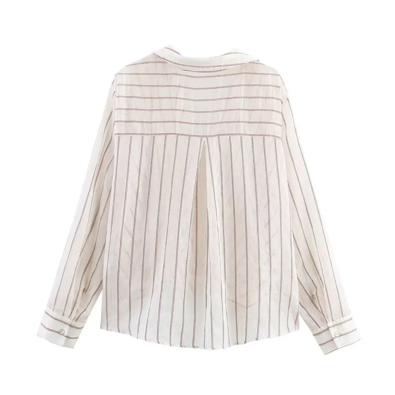 Loose Metal Line Pattern Shirt for Women Autumn 2026 New Style Wide Collar Design Commute Style Long Sleeve Other Material