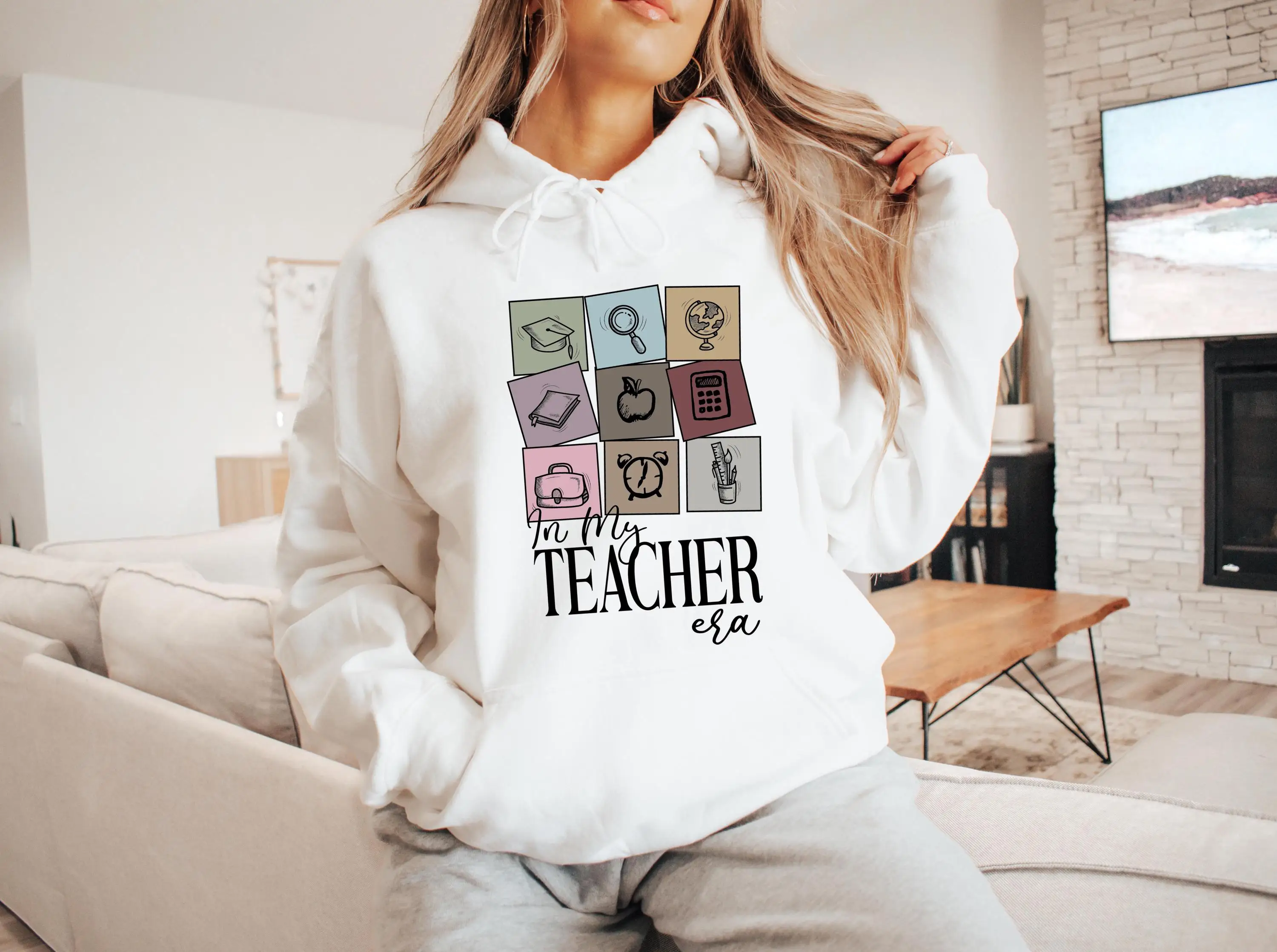 

Teacher Era Graphic Printing Hoodie Sweatshirt Women Long Sleeve Sweatshirt Pullover Tops Unisex Fashion Autumn Clothing