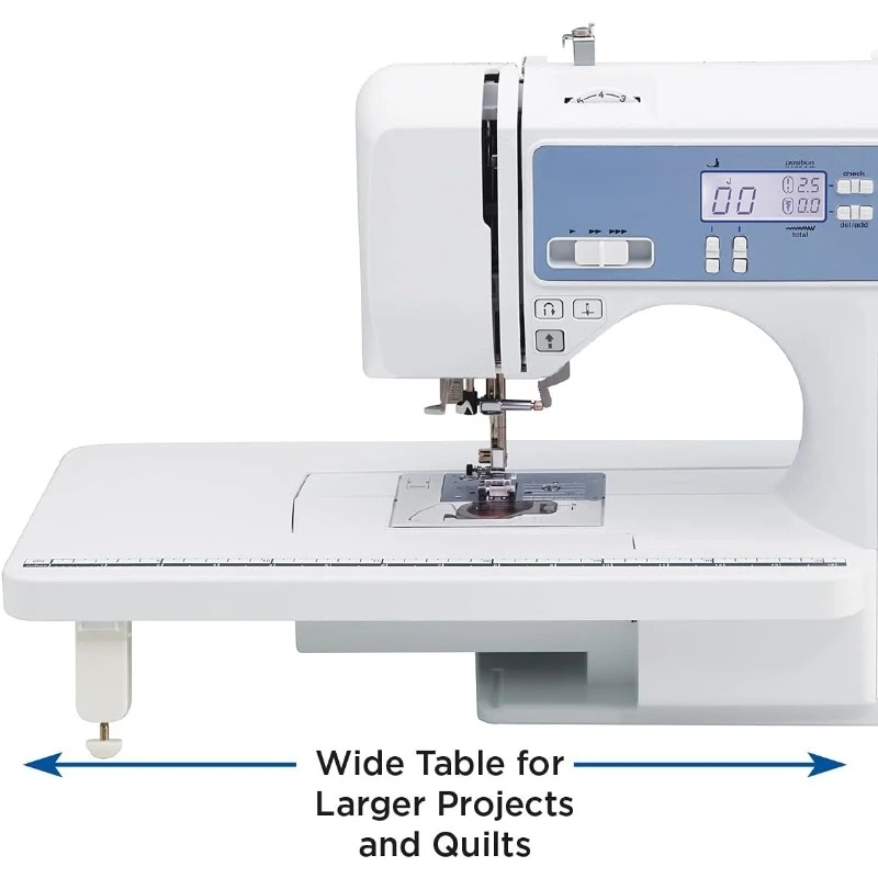 Sewing and Quilting Machine Computerized 165 Built-in Stitches LCD Display Wide Table 8 Included Presser Feet White