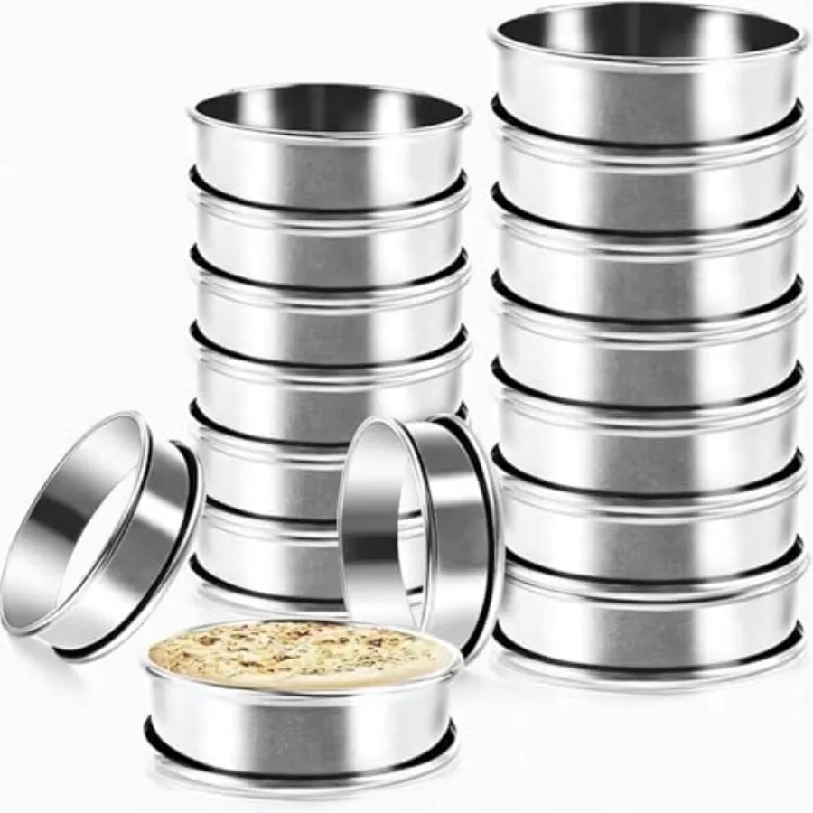 

Crumpet Rings, 16Pack Cookie Ring, Outer diameter 3.2Inch+2.1Inch Food-Grade Stainless Steel Tart Rings. More Convenient to Tak
