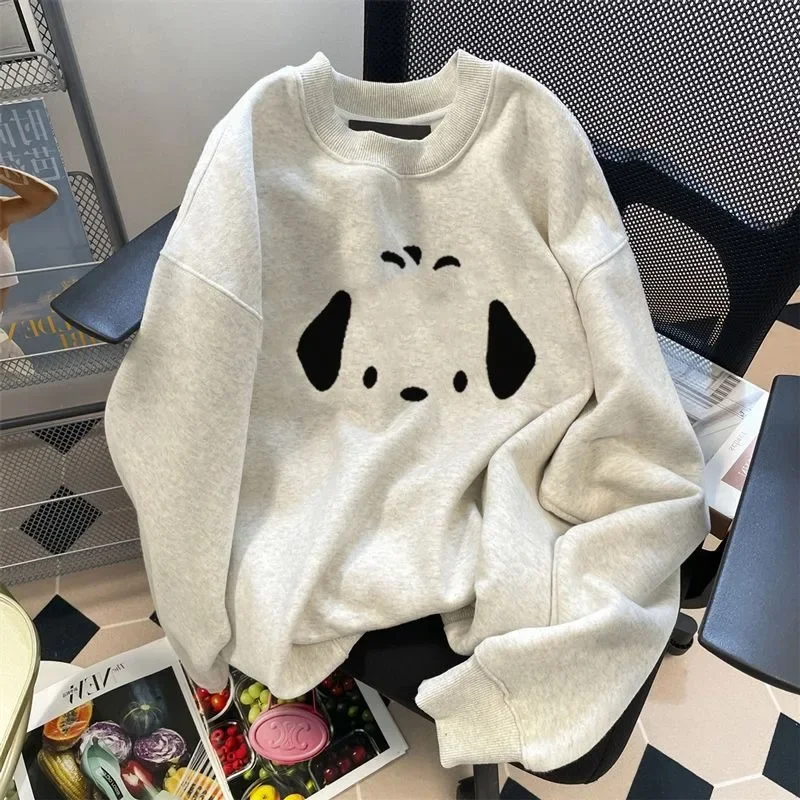 

Round Neck American Heavy Weight Sweater for Men and Women in Autumn and Winter Plush Loose Oversize Hooded Long Sleeved Top