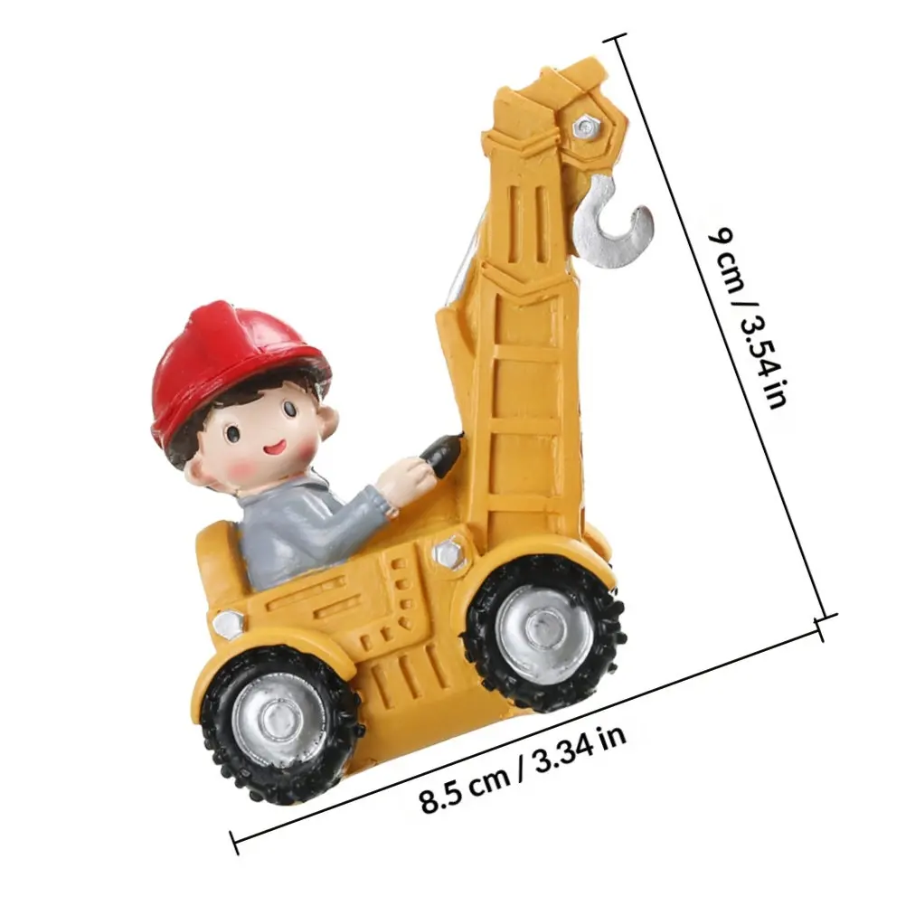 Mini Construction Vehicle Resin Figurines for Cake Decor, Birthday Party Supplies, Boys Toy Decorations