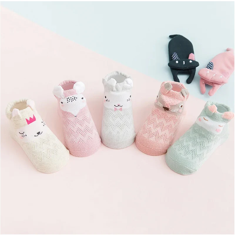 5 Pairs/lot Summer Mesh Socks for Newborns Baby Cute Cartoon Socks for Girls Thin Soft Cotton Boy Child Socks Infants