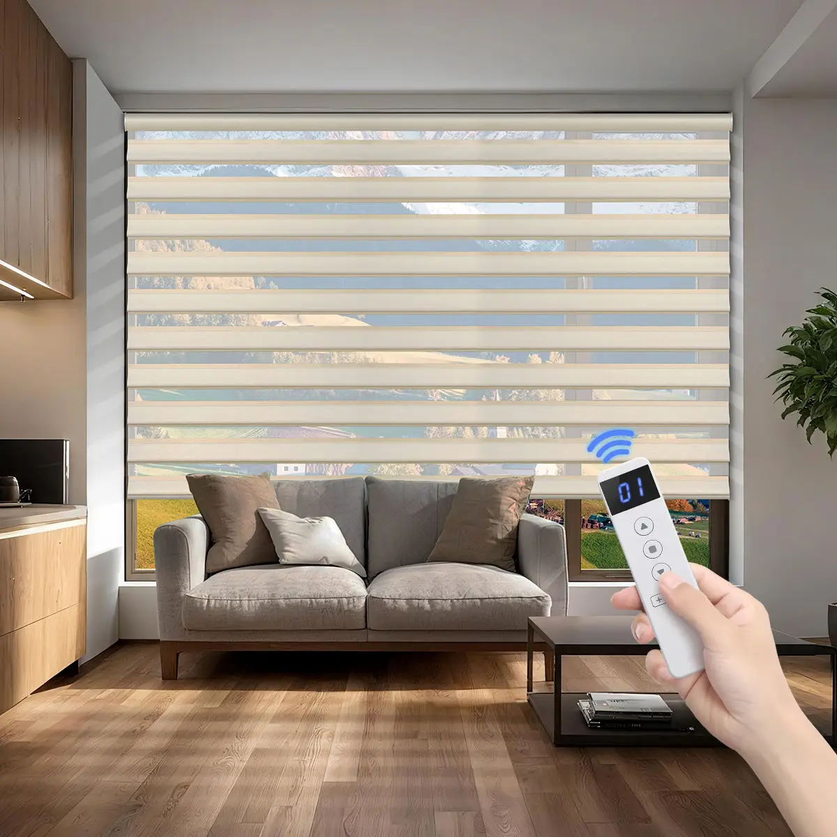 Modern Zebra Roller Shades. Clean striped design. Instant light adjustment. Cordless. UV protection. Fits any decor. Custom size