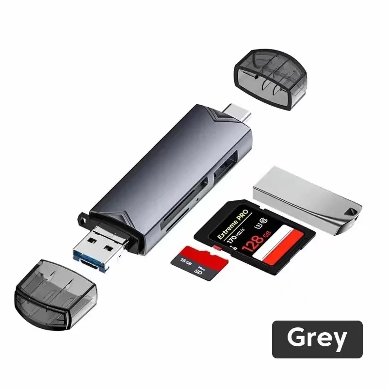 6 In 1 다기능 Usb 3.0 카드 리더기 U 디스크 유형 C/마이크로 Usb/Tf/Sd 플래시 드라이브 메모리 카드 읽기 어댑터 전화 액세서리