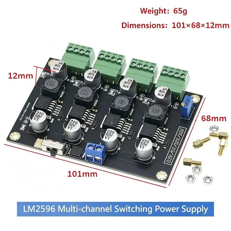 LM2596 Multi-channel DC-DC Step Down Power Supply Module 3.3V 5V 12V Adjustable ADJ Output Buck Converter