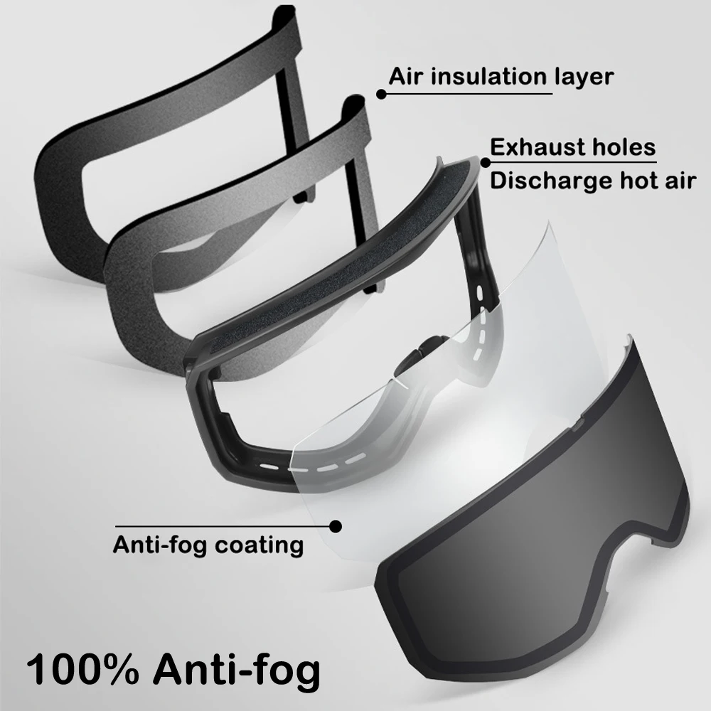 男性と女性のための防曇スキーゴーグル、スノーモービル用マスク、ダブルレンズ、uv400メガネ、スノーボードアクセサリー、冬