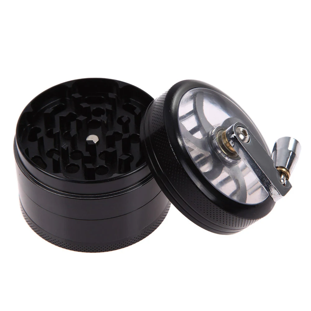 55mm Herb Grinder Hand Crank Tobacco Crusher Durable Zinc Alloy Spice Mills with Sharp Razor for Smoker Smoking Accessories