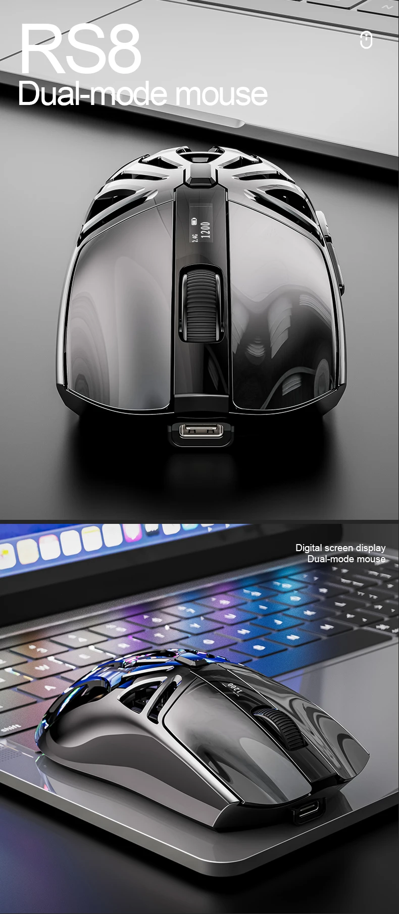 SMAILWOLF RS8 Bluetooth Kabellose 2,4G Gaming-Maus Drei-Modus Leichtgewicht PAW3311 E-Sports-Spiel 1K Rücklaufrate 10000DPI Computer – Detail 16