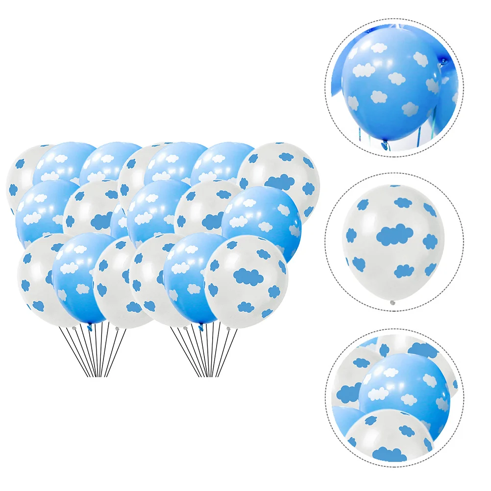 

50pcs Printed Latex Balloons Blue Sky Party Decorations For Wall Ceiling Window Birthday Photography Backdrop
