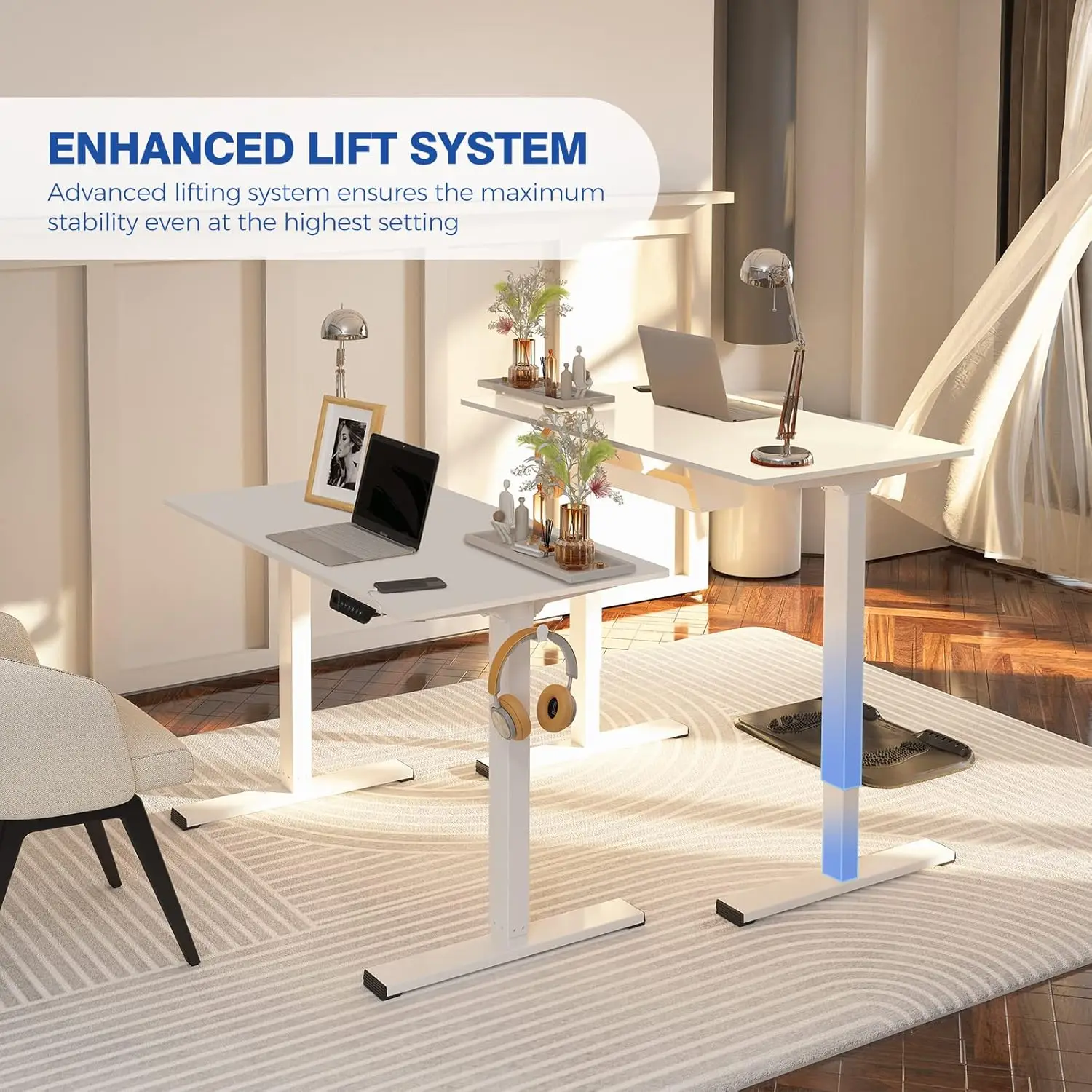 Flexispot Electric Stand Up/ Standing Desk With 55 X 24 Splice Ergonomic Memory Controller Height Adjustable E150 (White Frame