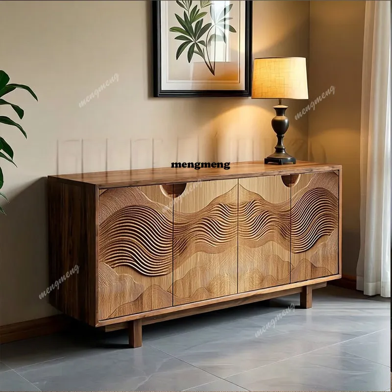 

Medieval entrance Solid wood shoe cabinet Partition side cabinet Retro living room corridor storage decorative cabinet
