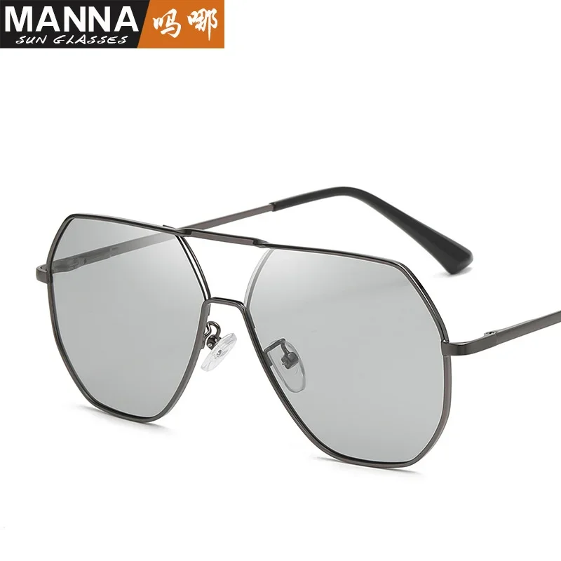 نظارات شمسية معدنية مزدوجة الشعاع من Chaomen، نظارات شمسية مستقطبة متغيرة الألوان، شبكة حمراء Tiktok، نفس النظارات الضفدع عالية الوضوح