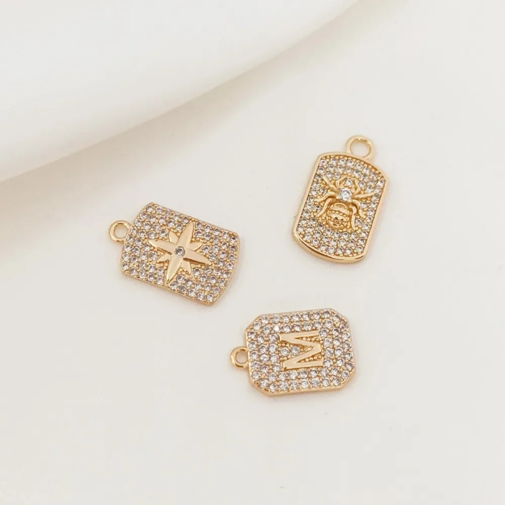 

Diy Handcrafted Pendant of 14K Gold-plated Micro-inlaid Zirconium Hexagram Spider Brand