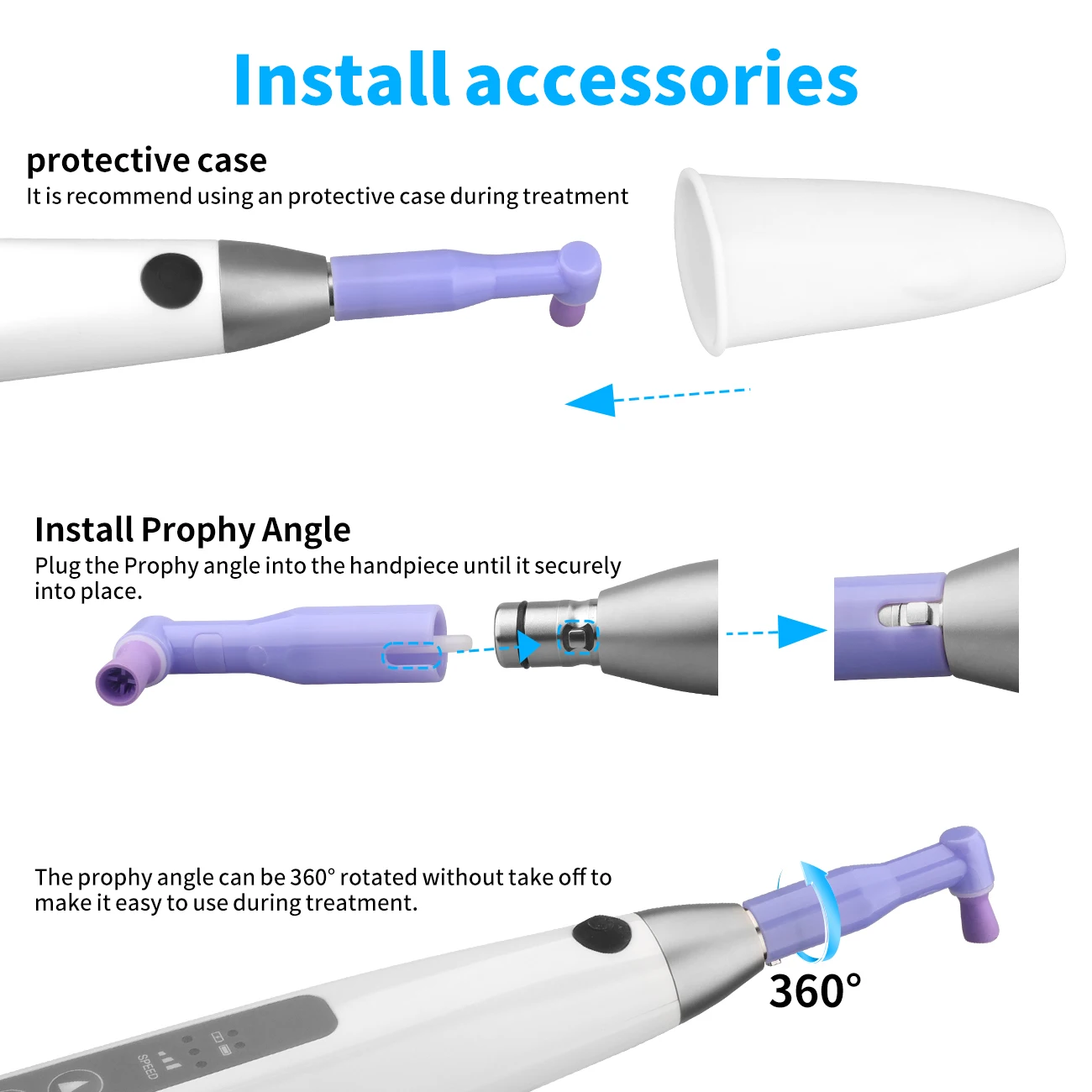 Dental Teeth Surface Wireless Electric Polishing Motor With Prophy Angle Removable Head Rechargeable Polishing Machine