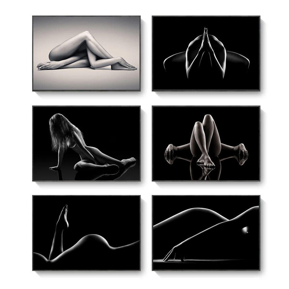 Nude Woman Poster Nordic Black White Fashion Sexy Girl Picture Print Canvas Painting Wall Art Bedroom Decor Home Mural No Frame