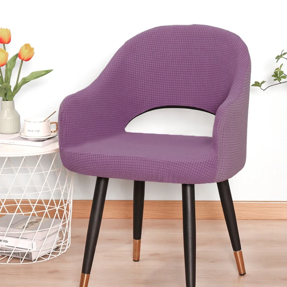 Universal Jacquard Curved Chair Covers Elastic Spandex Dining Chair Covers Hollow Back Arc Armchair Covers For Home Living Room