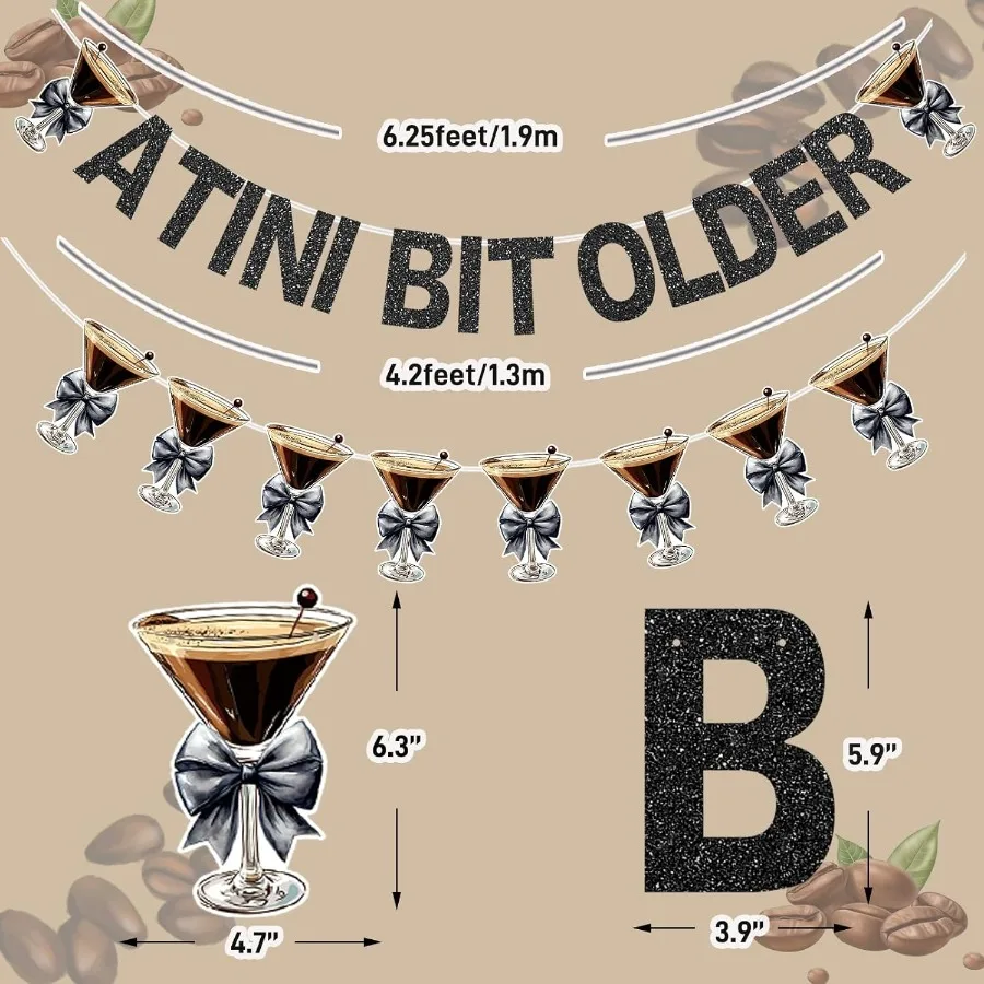 لافتة صغيرة قديمة على شكل إكليل مارتيني 12 بوصة مع شريط فيونكة ذاتي الصنع لتزيين أعياد الميلاد تحت عنوان إسبرسو لقمة صغيرة O