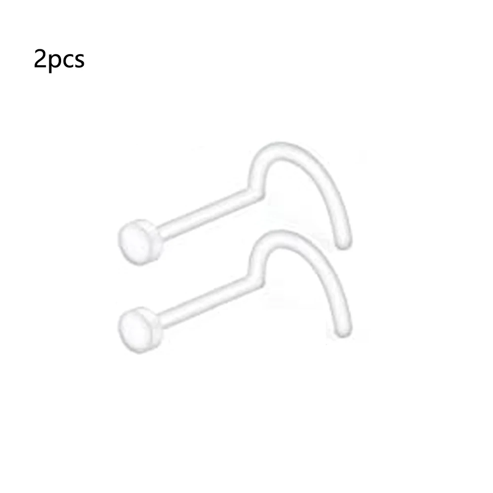 2pcs Clear Bioflex Nose Rings Belly Rings