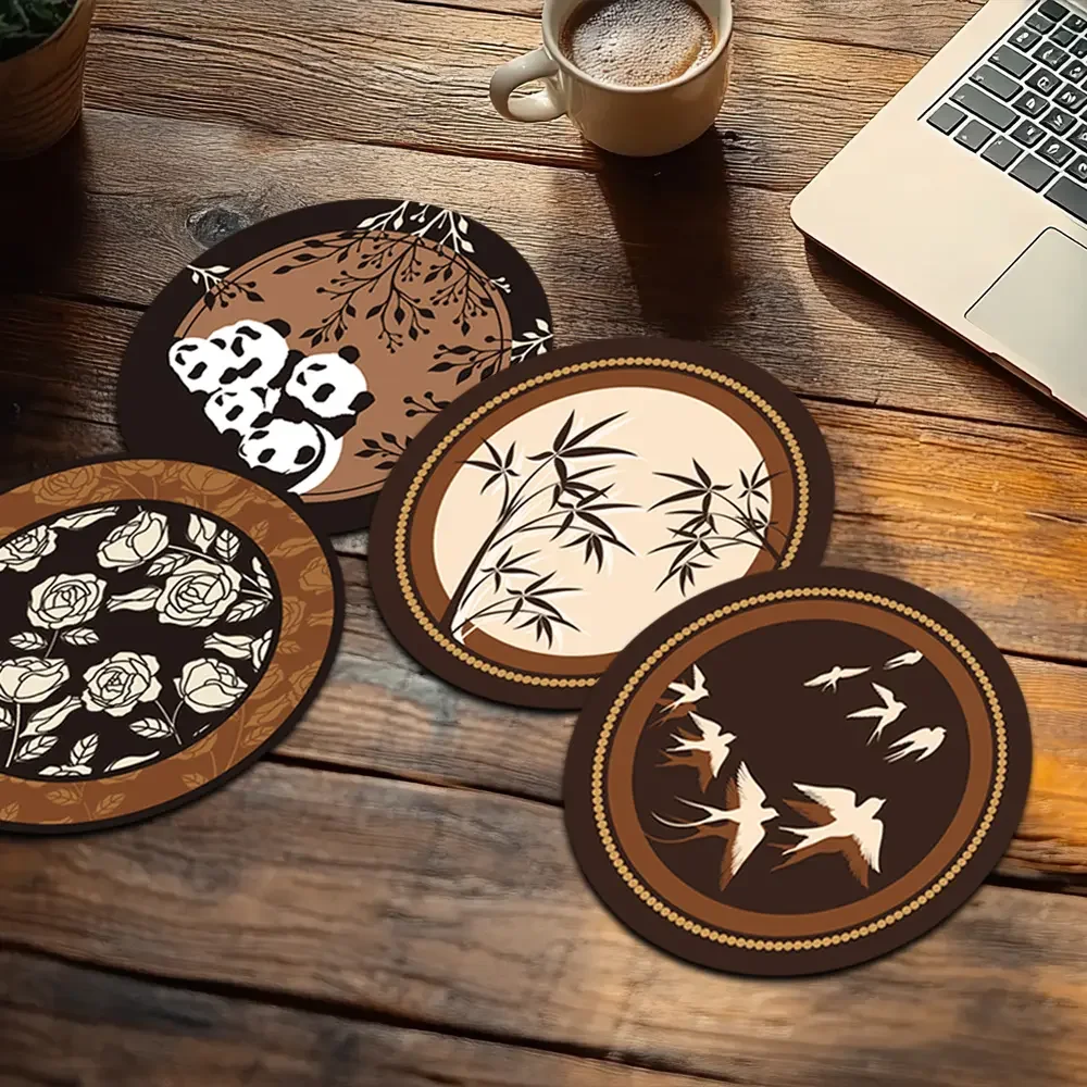 Vintage Caramel Chinese Style Diatomite Coaster Creative Fruit Plate Heat Resistant Cup Mat Absorbent Anti Slip Kitchen Tea Pad