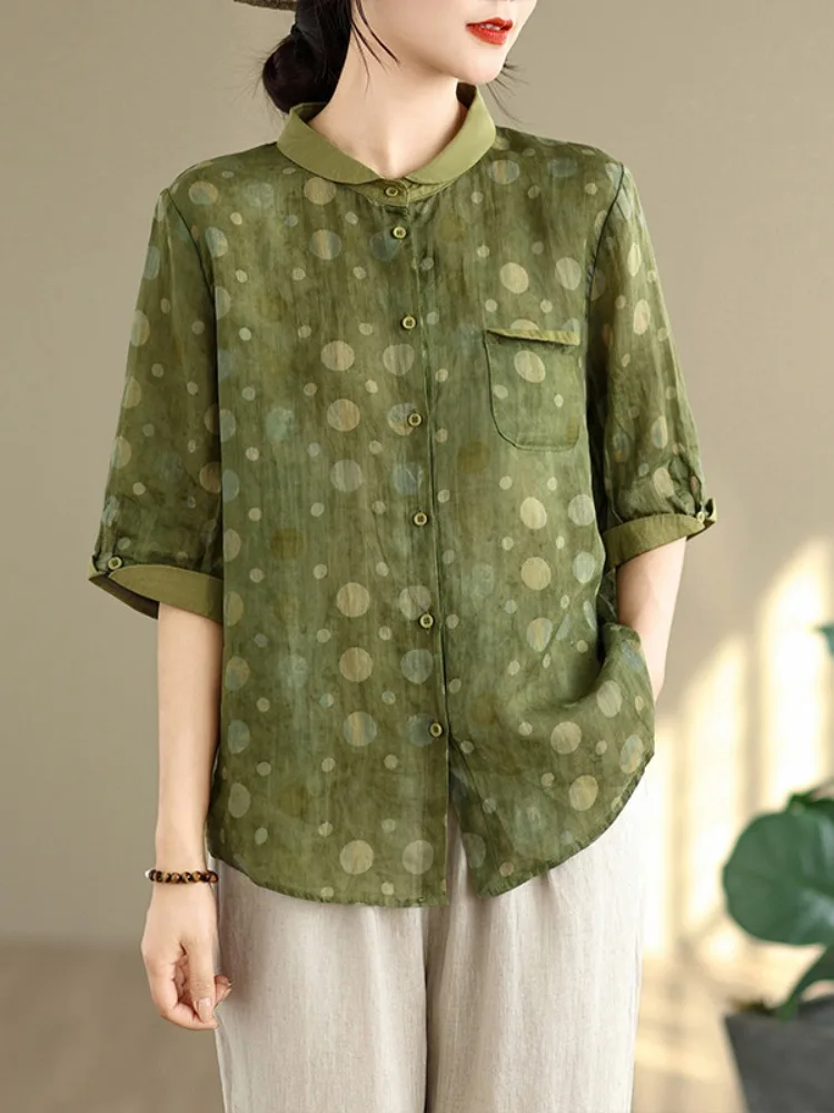 Ele Baumwolle Leinen Bedrucktes irt Damen Sommer Dünnes Faionable Mommy Sle Schlankheitsleinen irt Jugendliches Top