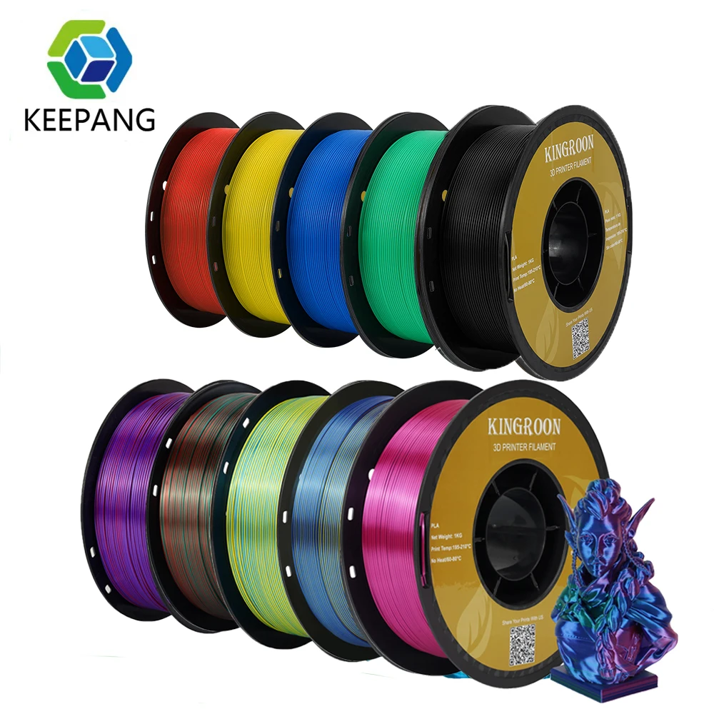 KEEPANG PLA/Silk PLA Filament 5/10kg 3D Printer Filament 1kg/1roll 1.75mm Pla Plastic Filamento No Bubble 3D Printing Materials