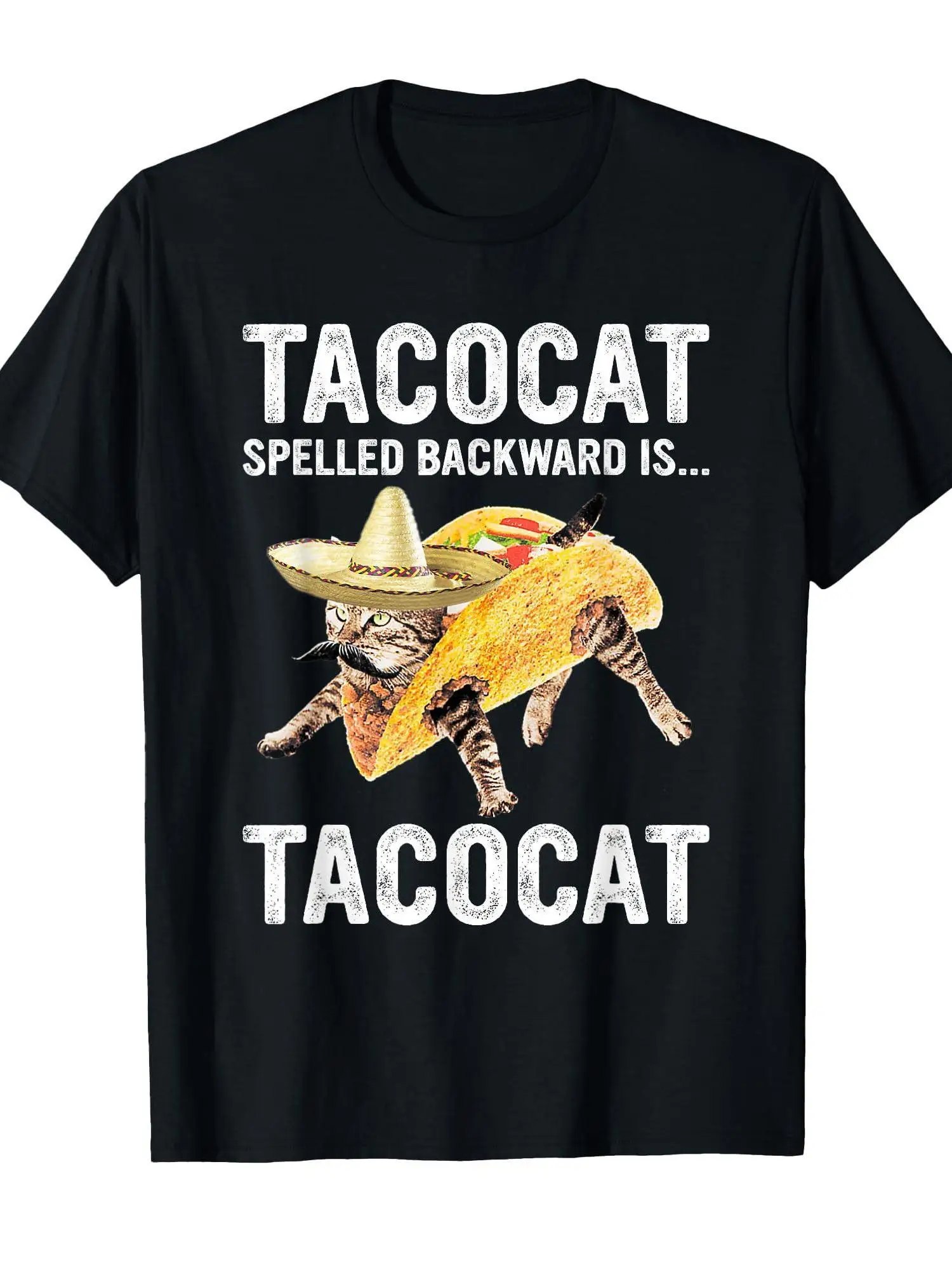 Tacocat Reads Backwards Mexican Burrito and Cat Enthusiast Exclusive Fun T-shirt with Fashionable Printed Design