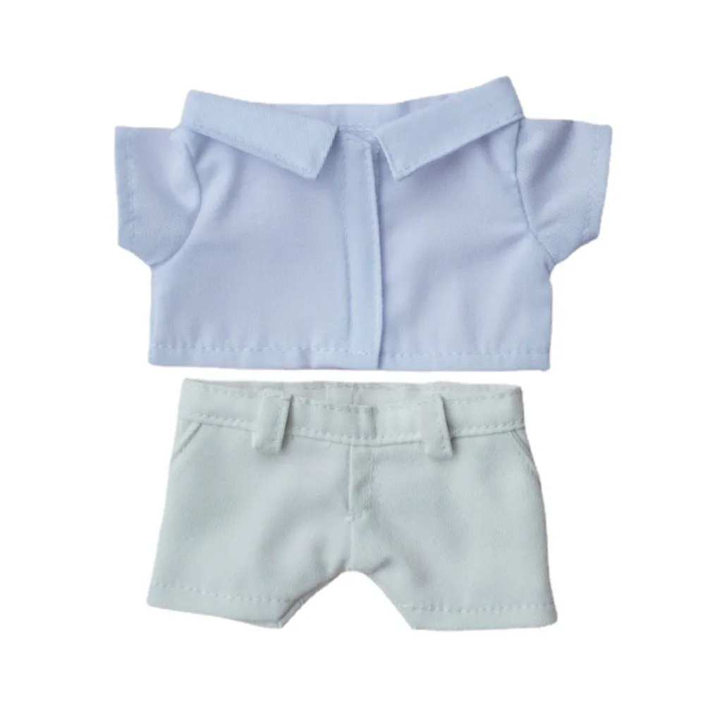 White Suit Outfit Set For 15/20cm Cotton Doll Short Sleeve Shirt Blazer Trousers Button  Formal Doll Costume