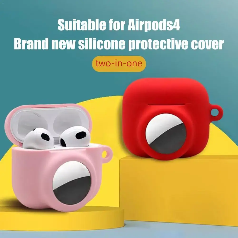 FOR Silicone Protective Case For Apple Airpods 4 Wireless Bluetooth Earphone Anti Loss Device 2-in-1 Silicone Protective Cover