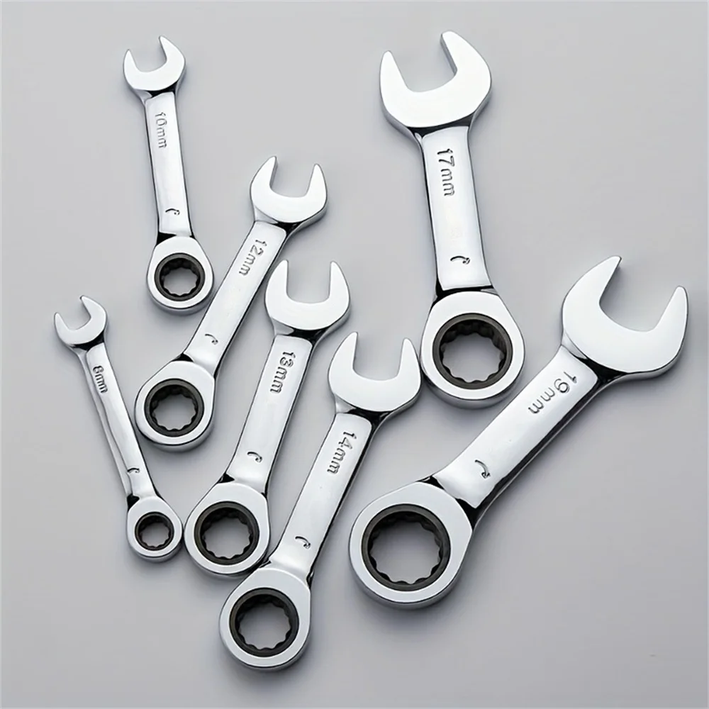 1pcs Short Handle Quick Ratchet Wrench Dual-Purpose Opening Tool Two-way Labor-Saving Car Repair