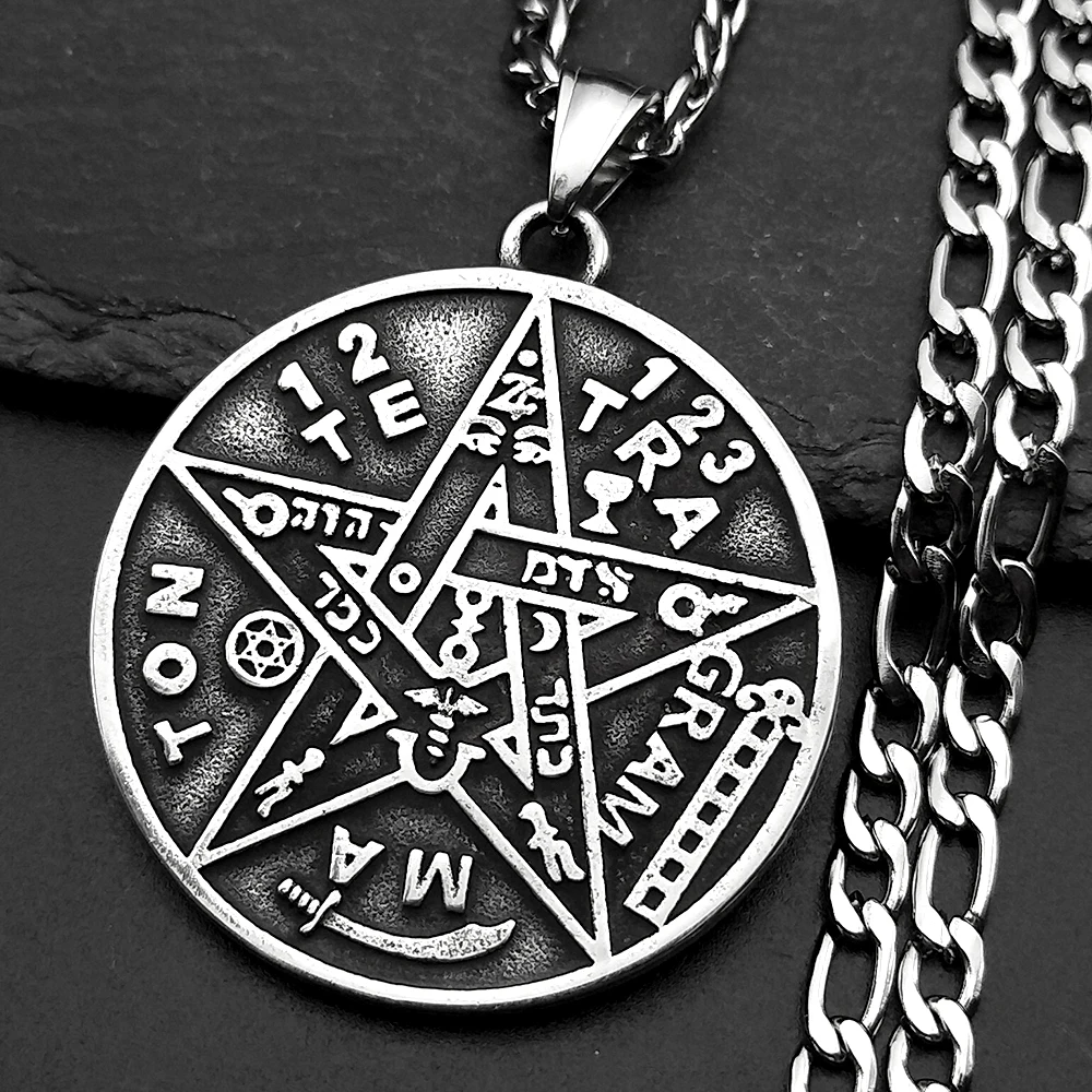 Witchcraft Pentagram Necklace For Women Stainless Steel Original Tetragrammaton Solomon Gothic Dark Amulet Chain Jewelry Gifts