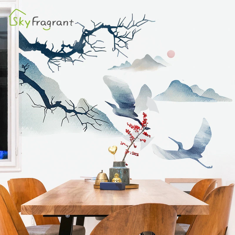 Self Adhesive Wall stickers For Living Rooms Wallpaper Sofa TV Background Chinese Wall Decoration Bedroom Bedside Decor Sticker