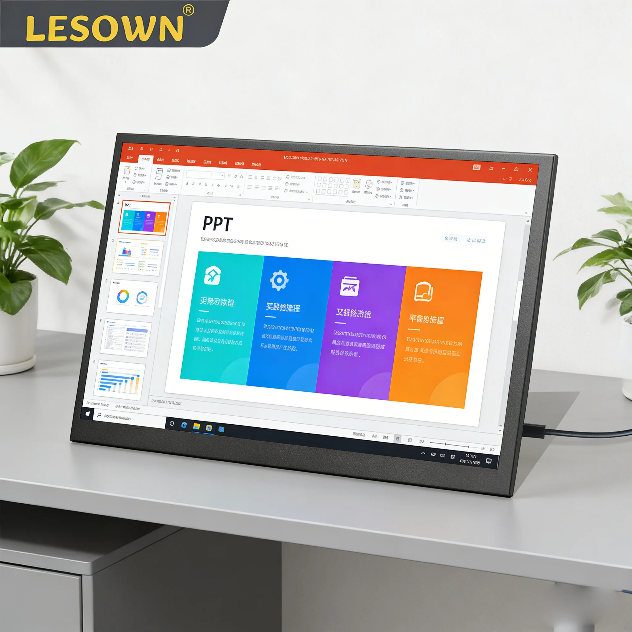 

LESOWN 8.9 Inch Compact Portable Monitor 1920x1200 IPS LCD USB C HDMI Mini Display Second Screen External Monitor for PPT Work