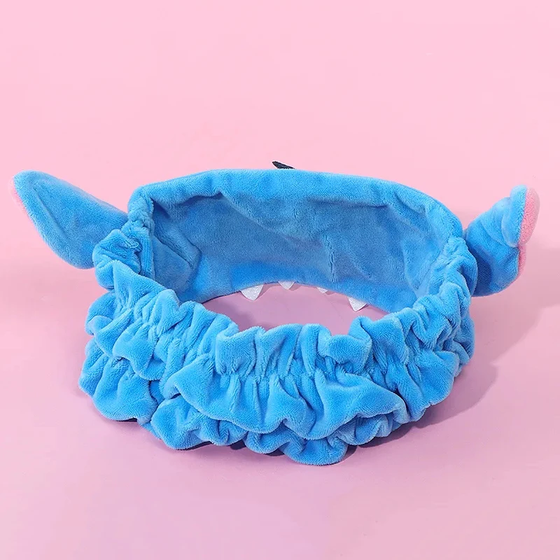 Disney Stitch Haar bänder Kawaii Anime Figuren weichen Plüsch Stirnband Mode elastische Kopf bedeckung Frauen Mädchen Kinder Geburtstags geschenke