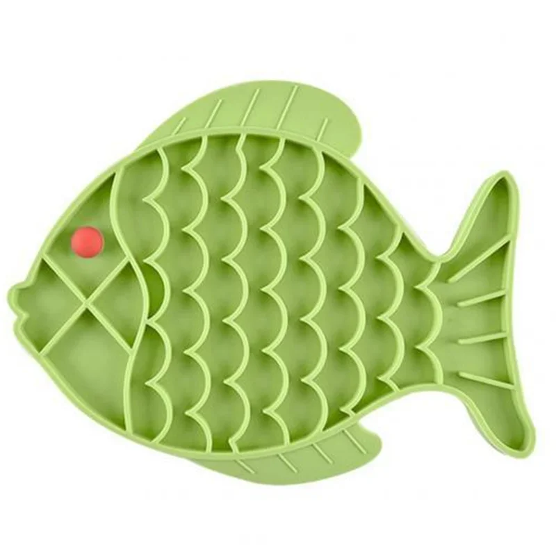 Pet Products Fish Shaped Silicone Licking Pad Non Slip Slow Feeding Suitable for Small and Medium-sized Dog and Cat Feeders