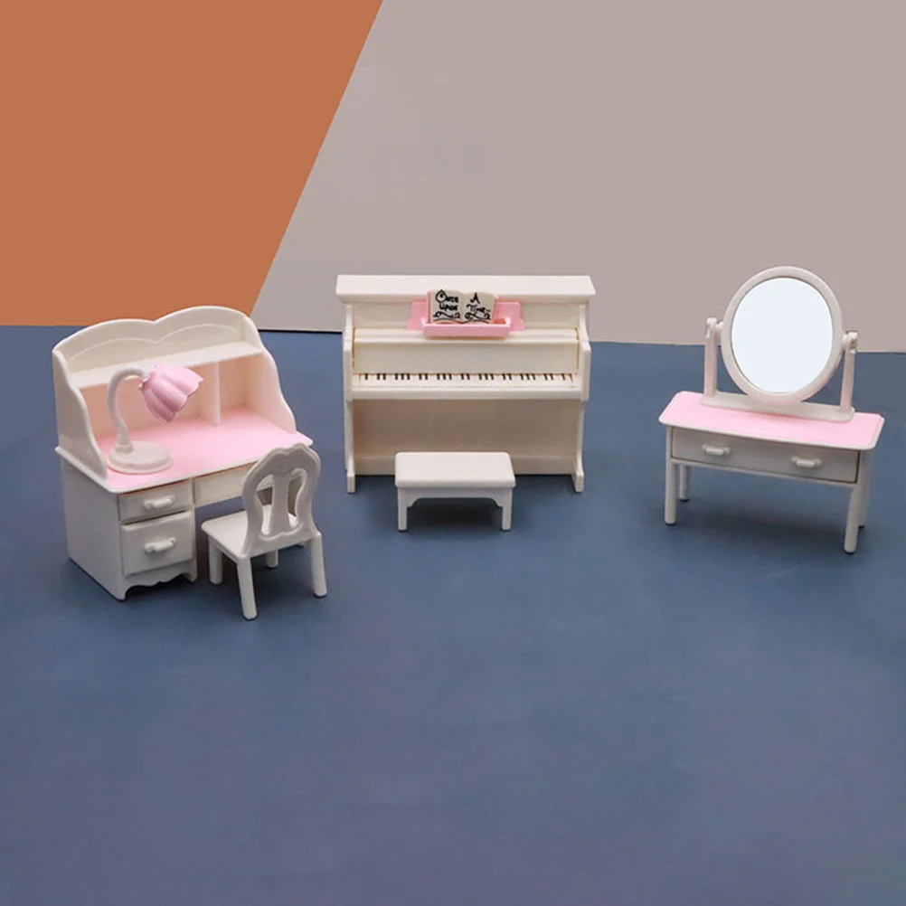 Miniature Piano Figurines nament Furniture Adornment Landscape Prop Kids Stool Compact Exquisite Lifelike Smooth